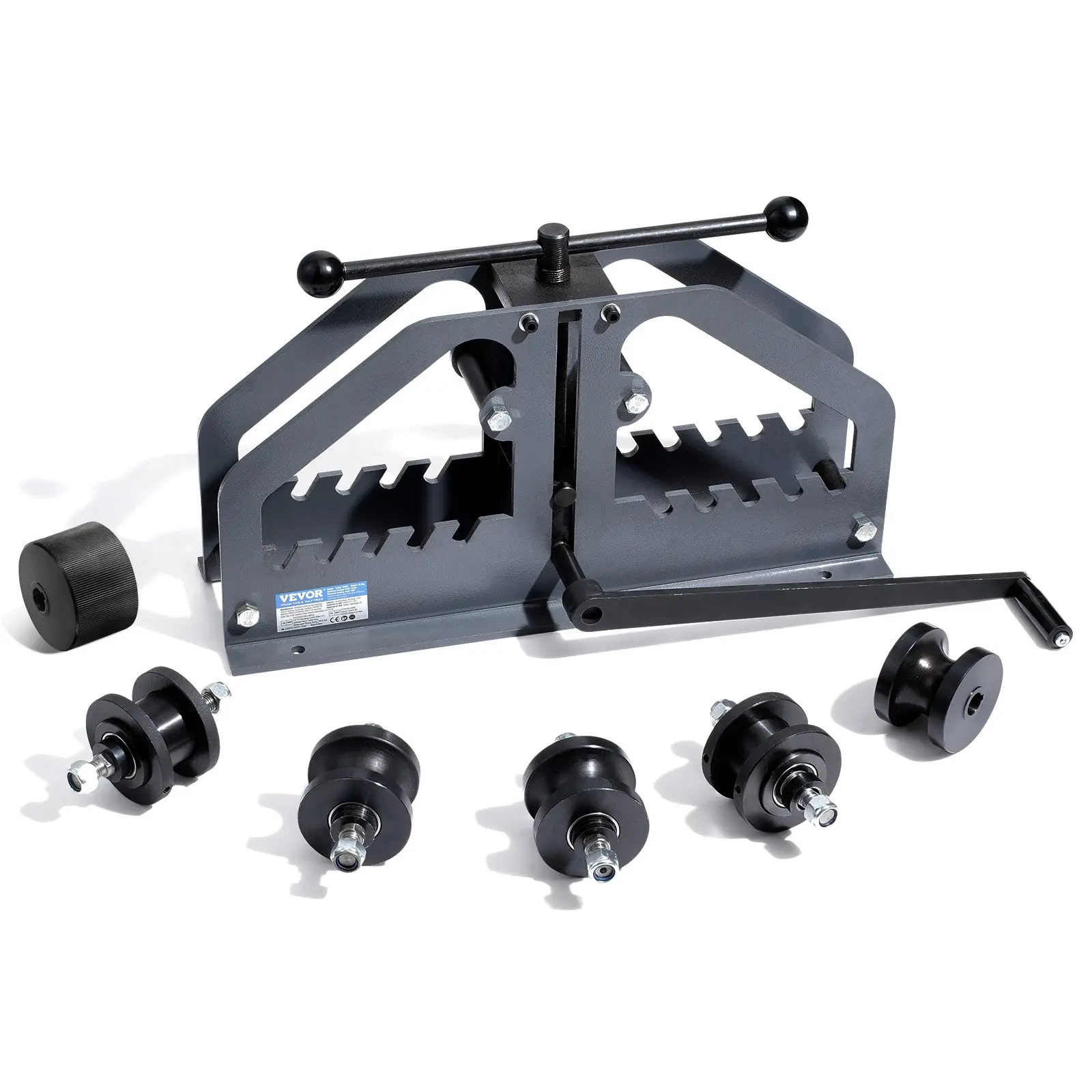 VEVOR Tube Roller Bender, Max 1-1/2 Manual Tube Pipe Roller Bender with 6 Dies, 360 Copper Aluminum Pipe Bending Tool for Square, Round Tube Flat Bar, Ideal for HVAC Air Conditioning Auto Repair