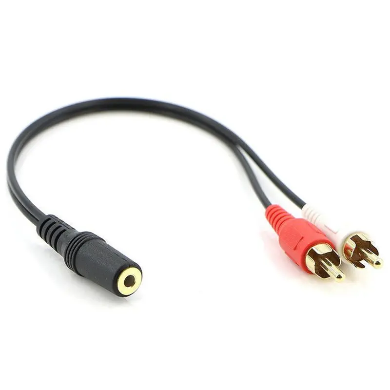 2 RCA Male-to-Female 3.5mm Composite Audio Plug Connector - 0.3m Audio Splitter with Transmission Function, Portable Car Interior Accessory for Computer & CD Player Compatibility, Easy To Distinguish Two Rca Male Plugs
