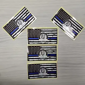 Thin Blue Line Sticker - Code 4, Thin Line Flag Car Decal, American Flag Thin Blue Line Car Decal, Truck Sticker, Window, Laptop, Vehicle Exterior Decor, Car Decal