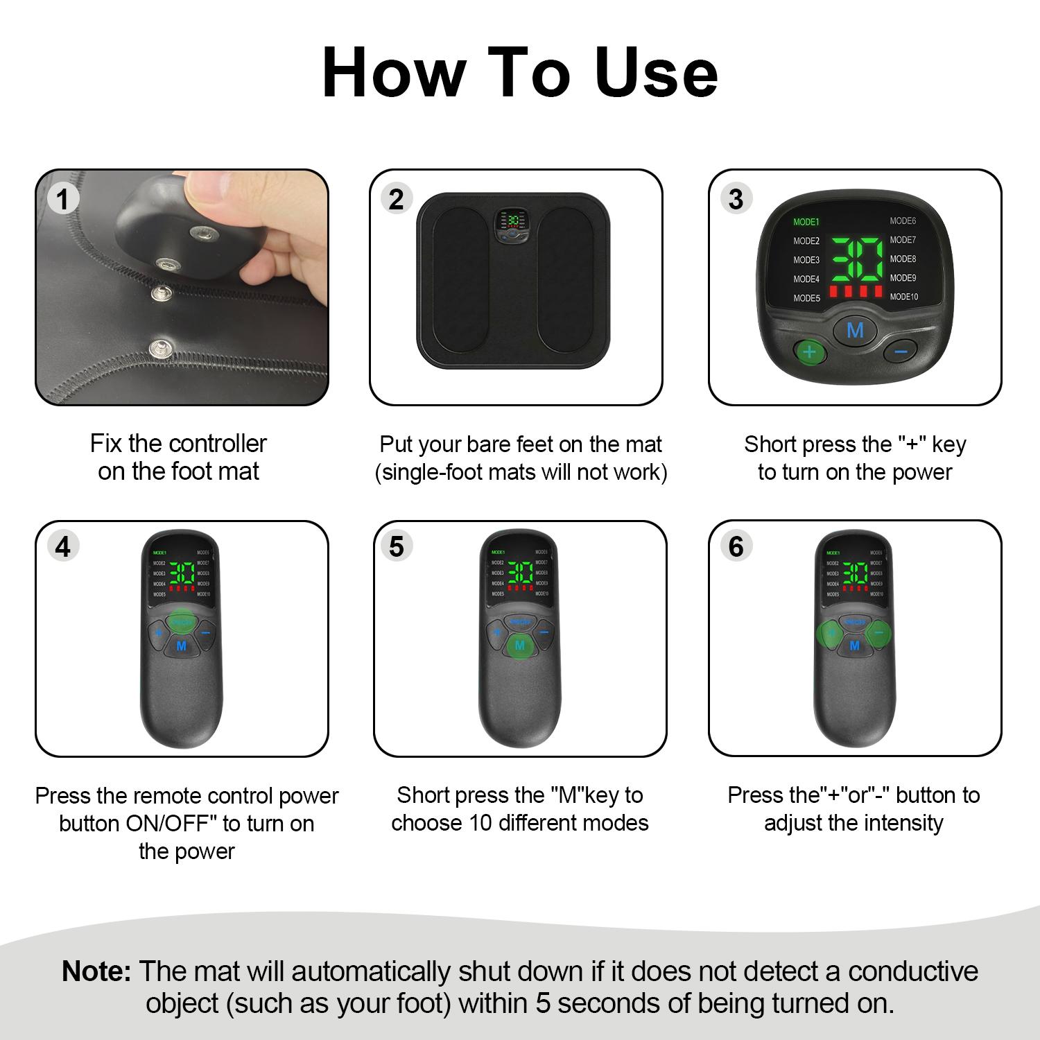 EMS Foot Massager Electronic Muscle Stimulator, Powered Electric Massager for Foot Pain Relief & Blood Circulation