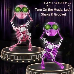Dancing Skeleton Toy, Wind-Up Swinging Skull Toy, Funny Novelty Decor for Halloween & Pranks