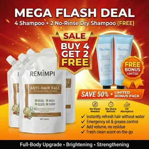 Buy 4 Get 2 FREE – REMIMPI Anti-Hair Fall Shampoo + DEWRISE No-Rinse Dry Shampoo Bonus | Limited Flash Deal