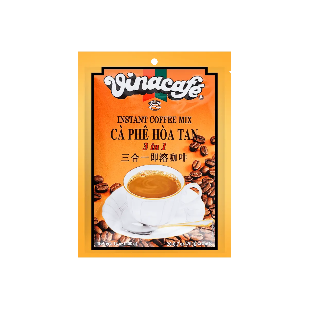 VINACAFE Vietnamese 3-in-1 Coffee Mix 400g - Rich Aroma Instant Coffee Blend VINACAFE Vietnamese 3-in-1 Coffee Mix 400g - Rich Aroma Instant Coffee Blend