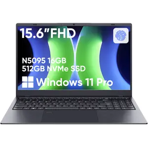 15.6" Intel N5095 Business Laptop Computer Quad Core 16GB RAM 512GB NVMe SSD Stunning FHD IPS Display & Fingerprint Security For Home and School