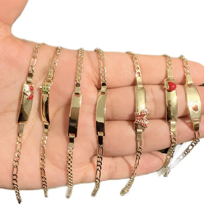 14K Gold Plated Kids Bracelet- Tag ID (Engraved Leave the name on the comments)
