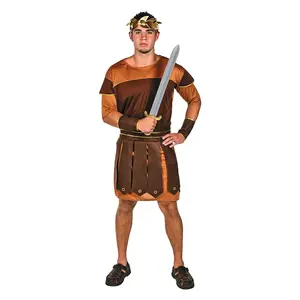 Adults Brown Roman Soldier Tunic and Skirt with Cuffs Costume