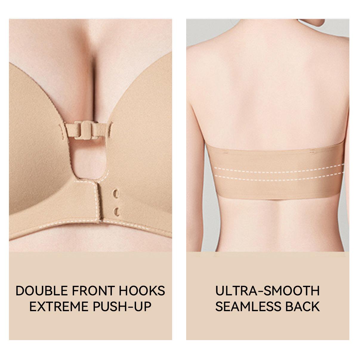 LUCKMEEY Womens Strapless Front Closure Bra Push Up Padded Add Cup Non Slip Wireless Supportive Seamless Comfortable Tube Jelly Bra A B C Cup