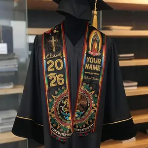 Custom Aztec Mexican Graduation Stole 2026, Mexican Flag Graduation Sash, Mexico Pattern Stole, Virgen de Guadalupe Sash Senior Grad Gift