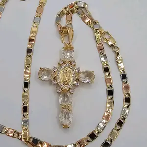 VIRGIN MARY cross (B)  beautiful style chain gold-plated three colors