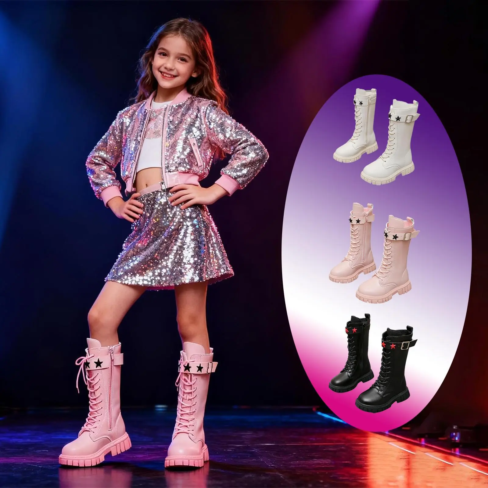 Viral Kpop Combat Boots for Girls | Goth Punk Waterproof Boots | Cute Aesthetic Lace Up Boots for Teens, School Fashion, Concert Outfit Ideas, Dance Practice Shoes