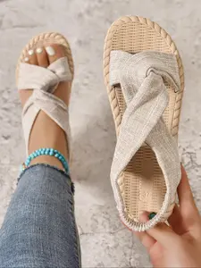 Women's Fashionable Plain Color Roman Sandals, Casual Comfortable Flat Sandals for Summer, Lightweight Breathable Shoes for Daily Wear, Girl