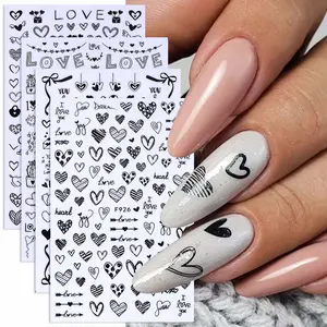 4 Pcs Heart Valentine's Day 3D Nail Stickers, Arrow Love Cactus Bow Design DIY Nail Art Diverse Options, Perfect for Women and Girls Holiday Decorations
