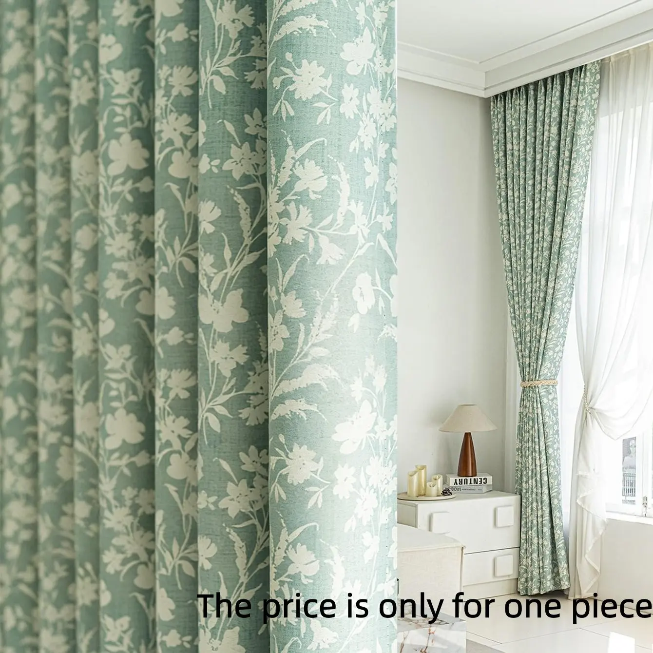 1PC Spring Romantic Fresh Atmosphere Healing Print Curtain, Easy Installation, Dustproof Insulation, Decorative, Suitable for Living Room Bedroom Kids' Room