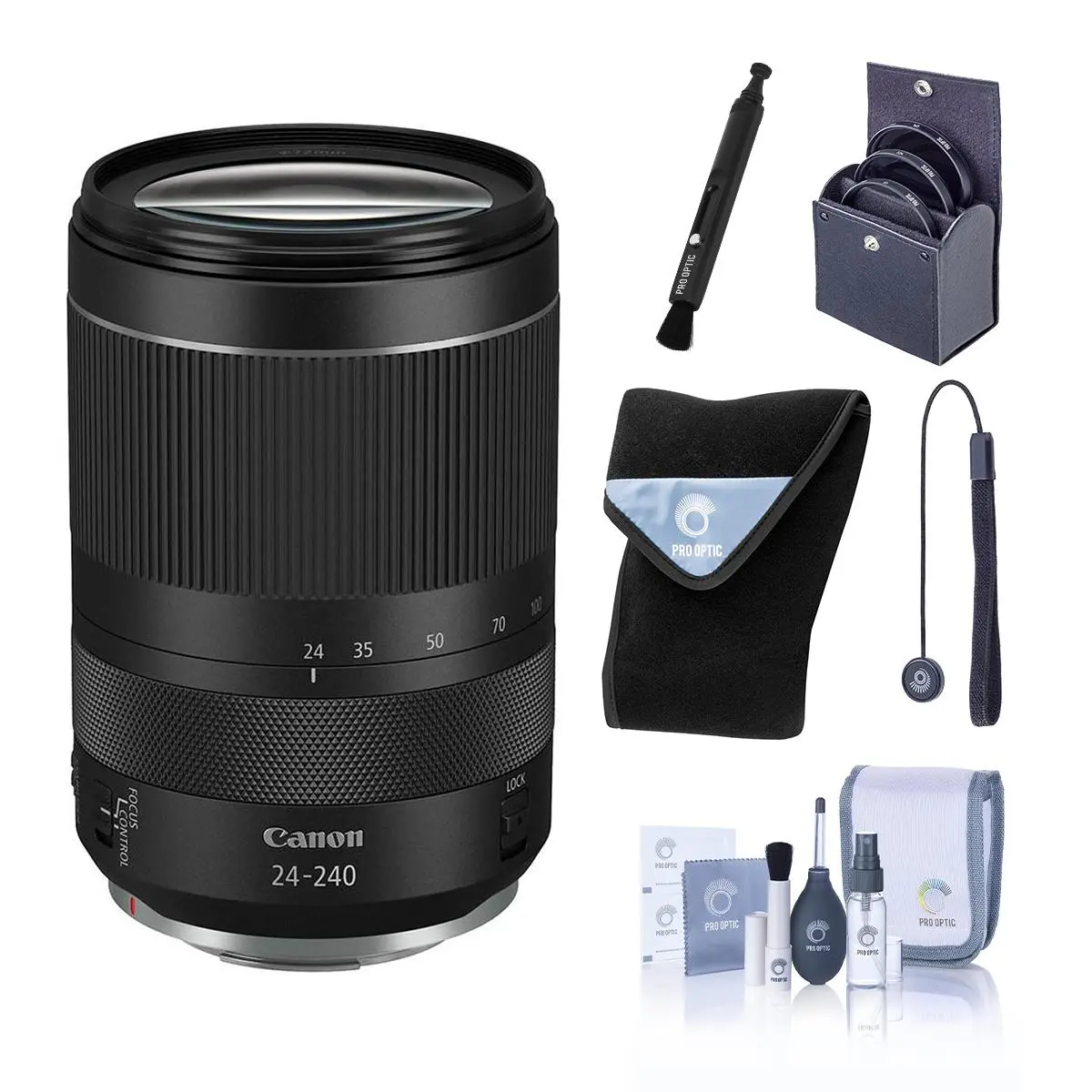 Canon RF 24-240mm f/4-6.3 IS USM Zoom Lens, Bundle with ProOptic 72mm Filter Kit, Cleaning Kit, Lens Cleaner, Lens Wrap, Lens Cap Tether