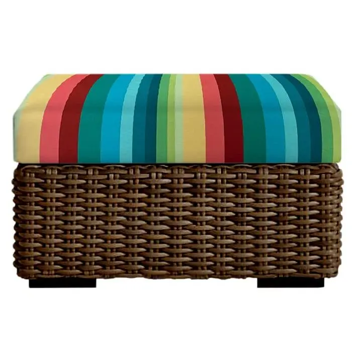RSH Decor Foam Ottoman Cushion 24"x20"x4" Outdoor Pillow Water-Resistant Multi Color Stripe USA