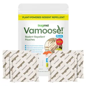 BugMD Vamoose! Plus Peppermint Oil Mouse Repellent Pouches | Natural Mice Repellent Indoor & Rat Deterrent for House, Garage, RV, Car & Storage | Plant-Powered Rodent Control - 2 Pack - 8 Pouches