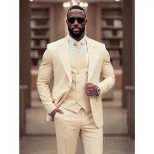 Men's Classic 3-Piece Business Suit Set | Classic Peak Lapel Blazer, Vest & Trousers for Wedding, Office & Formal Events