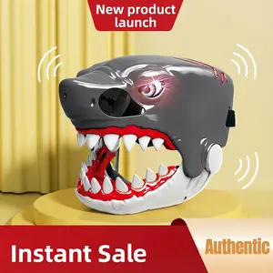 Double the Scare Roaring Shark Mask with Glowing Eyes Sound & Visuals for All Ages Perfect for Halloween Theme Parties & Game Nights Instant Fun Prop