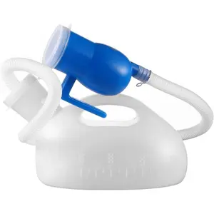 Men Urinal Bottle Portable Toilet Male Pee Bottle Reusable Urine Bottle Collector Bed Pan with 71" Long Tube and Lids for Hospital Camping Elderly Bedridden Person (2L)