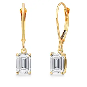 1.50 Cttw IGI Certified Lab Grown Diamond Dangle Earrings For Women in 14K Yellow Gold | Emerald Cut 0.75 Ct Each | VS1 Clarity | D-E Color