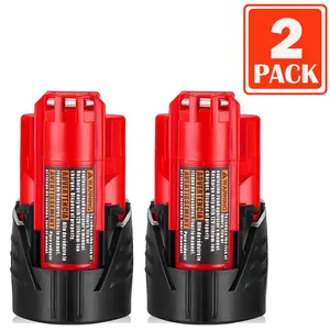 2-Pack 3000mAh M-12 Replacement For Milwaukee M-12 Battery, Compatible With XC Cordless Power Tools Replace For 48-11-2401, 48-11-2402, 48-11-2440, 48-11-2411