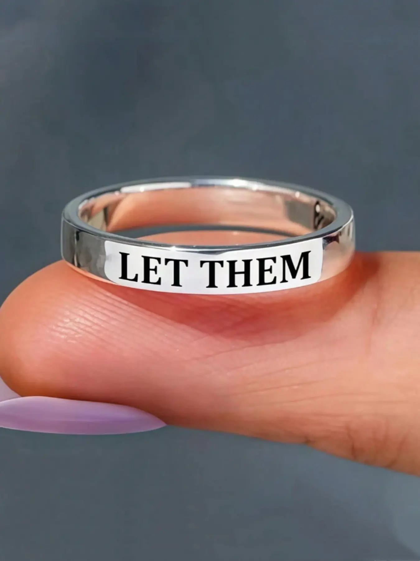 Stainless Steel Inspirational Ring, Let Them Engraved Design, Perfect Gift for Sisters & Besties, Boosts Self-Worth Confidence, Statement Rings, Inspirational Jewelry