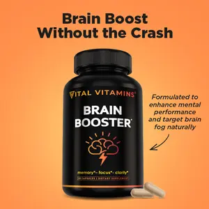 Brain Supplements for Memory & Focus | Nootropic with Bacopa Monnieri, Ginkgo Biloba & Rhodiola | Caffeine-Free Mental Clarity & Cognitive Support | 30 Capsules