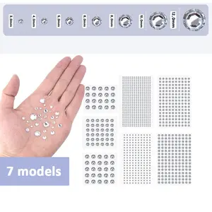 Transparent Sparkling Rhinestone Sticker, Self-Adhesive Silver Color Face Gems, Multi-Purpose Acrylic Gem Drill Stickers