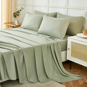 6 Piece Queen Sheets Set Hotel Luxury Super Soft 1800 Series Microfiber Bed Sheets Wrinkle Free Breathable 14" Deep Pocket for Queen Size Bed, Sage Green