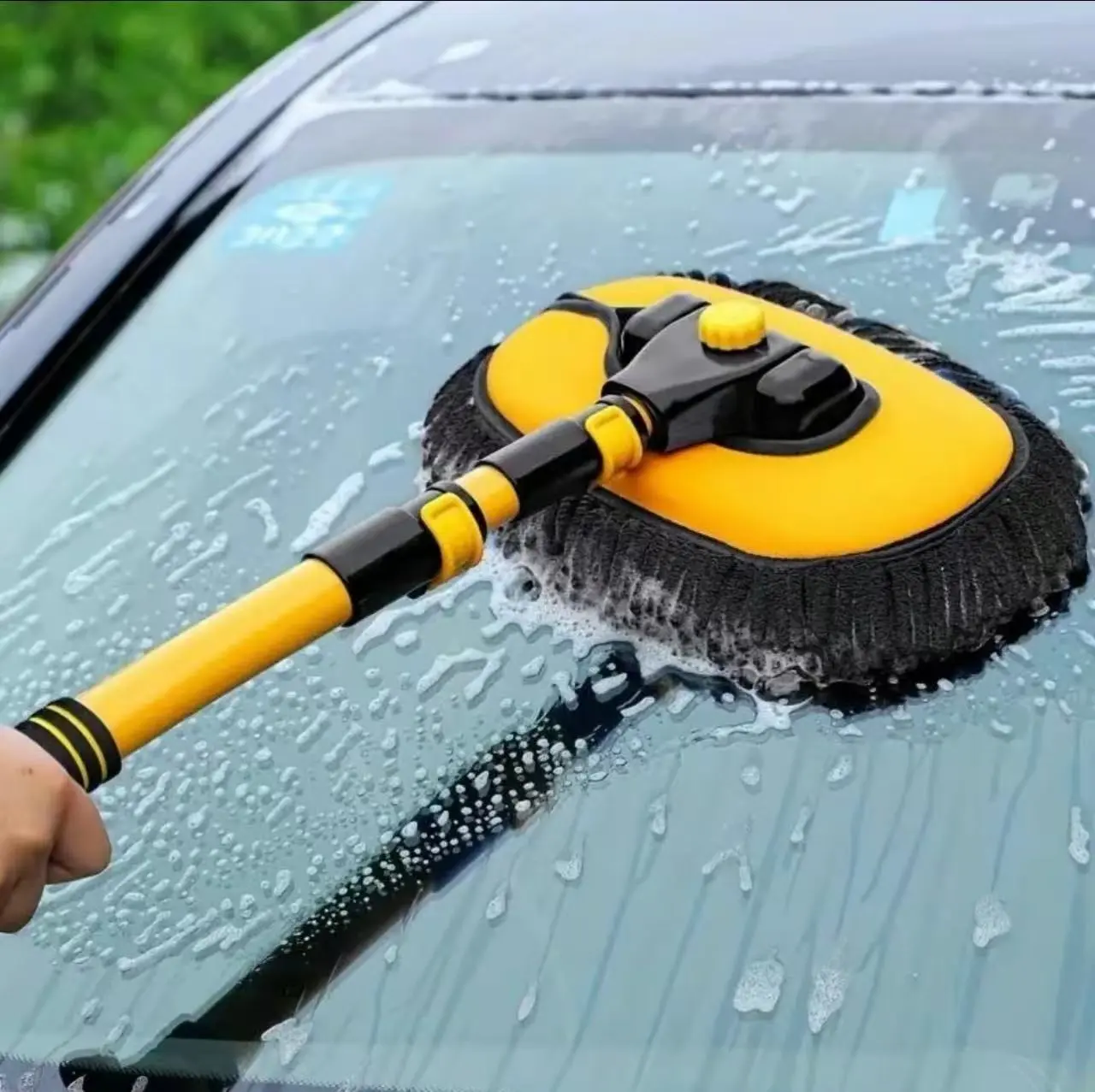 NeoAuto Car Wash Mop with Long Handle,Restock DealsMicrofiber Car Wash Brush with ReplaceableSchneider Brush Head, Ergonomic SoftCleaning Brush with 15 ° Curved ExtensionRod, Car Washing kit, Men Gifts