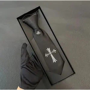 Matte Black Metal Cross Tie Tack Gothic Punk Necktie Clip Stylish Unisex Collar Accessory 1g Lightweight Streetwear Essential for Trendy Outfits Versatile Use