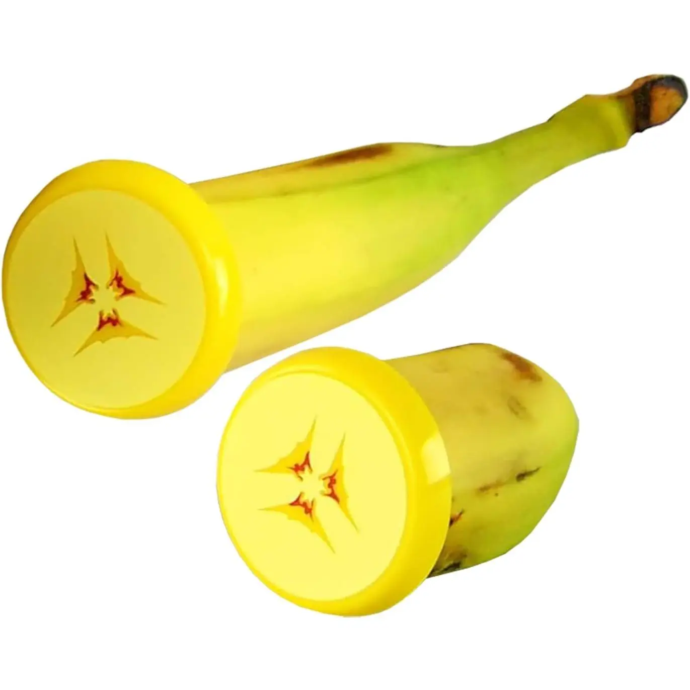 Set of 2 Banana Saver Cap - Cute, Portable, BPA-Free Banana Cap to Keep Bananas Fresh - Reusable Produce Keeper Fruit Protector Banana Cover - 2" D x 1" H, Yellow