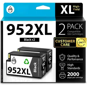Compatible  Cartridges Replacement for  952XL  952 XL (2 Black Combo Pack) to use with  Printer OfficeJet Pro 8710 7740 8720 8715 8210 7720 8740 8725 8700 OfficeJet 8702