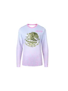 Men Women Unisex Long Sleeve Shirt Mexican Style Soft Fabric, Casual Fitted Crop Top, Comfortable All Seasons Wear, Letter Pattern Design, Casual Graphic Design, Fashion