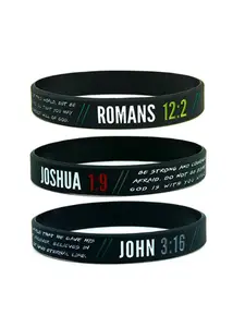 Letter Pattern Rubber Bangle (3pcs), Fashionable Letter Pattern Bangle for Women & Men, Trendy All-match & Exquisite Jewelry for Birthday Gift, Bible Verse Bracelet, Bangles bracelets set, Inspirational bracelet