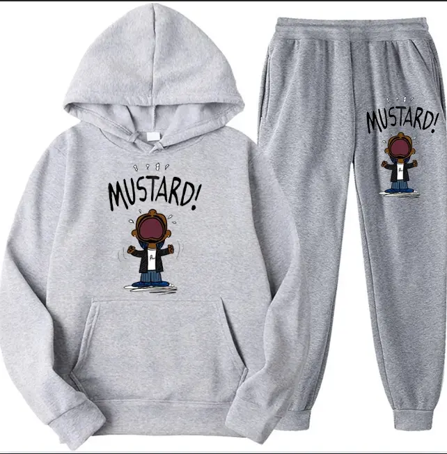 Funny Kendrick L Mustard Outift,Sweatsuits Sweatshirt and Sweatpants, Unisex, Comfort, Trendy and Sporty