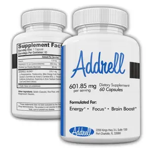 Addrell Energy Pills - Stimulant, Nootropic Brain Booster Supplement, 60 Capsules