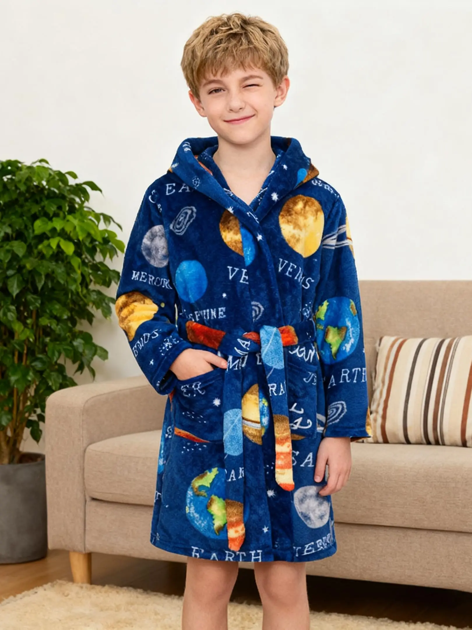 Boys' Soft Fleece Hooded Bathrobe - Toddler to Kids' Sleepwear for 4-12 Years backtoschool