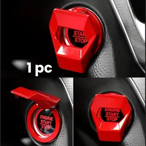 One-Button Start Button Cover with Ignition Lock, Zinc Alloy Material, Carbon Fiber Design, Compatible with Most Cars Suvs Trucks, Car Accessories