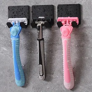 Three-Piece Shaving Rack & Towel Hook Set, No-Drill Suction Cup Bathroom Storage, Durable Plastic Wall Mount Organizer, Space-Saving for Small Bathrooms