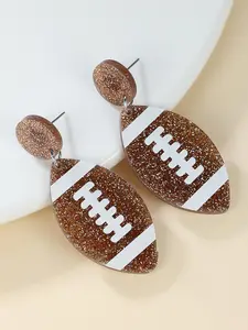 Rugby Design Dangle Earrings, Statement Earrings, 1 Pair Fashionable Acrylic Drop Earrings for Women & Girls for Party, Daily Clothing Decor, Trendy All-match & Exquisite Jewelry for Birthday Gift, Ear Studs