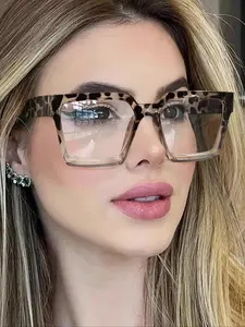 Women's Fashion Retro Tortoiseshell Square Frame Glasses, Stylish Square Frames, Stylish Trendy Eyewear, Casual Style Eyewear for All Seasons, Perfect Daily Use Accessory