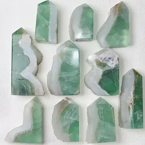 Green Fluorite Cluster Tower Crystal Healing Quartz Energy Reiki Stone Home Decoration