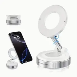 Universal Mobile Phone Stand, 360° Rotary Strong Magnetic Adsorption, Ideal for Automotive Instrument Panels & Glass Surfaces