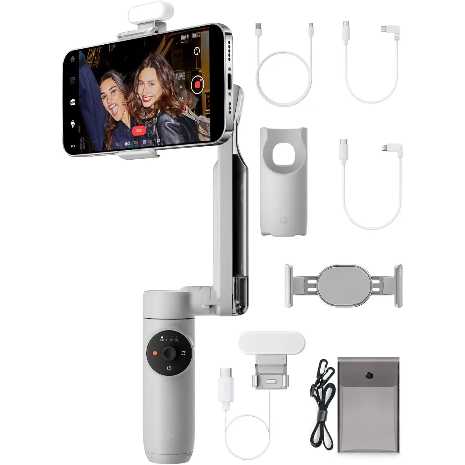 Flow Gimbal Stabilizer for Smartphone, Creator Kit - AI- Gimbal, Auto Tracking Phone Stabilizer, 3-Axis Stabilization, Built-in Tripod, Portable & Foldable