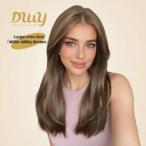 Willa - NEW! DWY Pre-cut U part Diamond Lace Long-length Lace Icy Bronde Highlighted Layer-cut Curly Hair Glueless Synthetic Wigs for Women 22 Inch