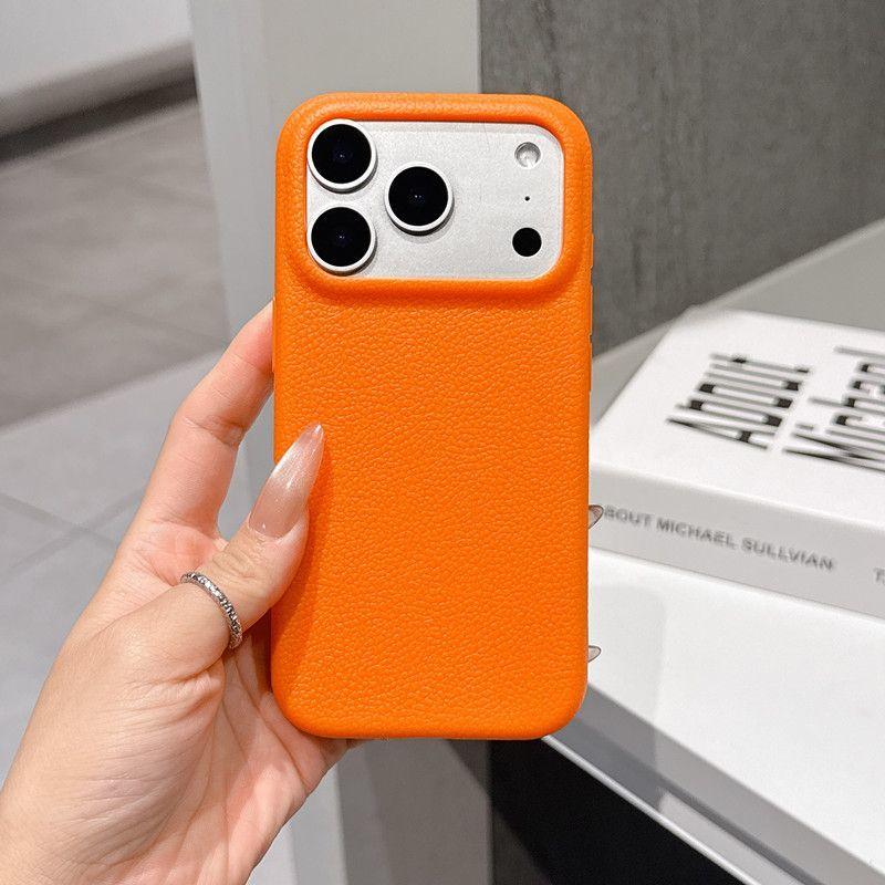 Premium Litchi Grain Real Leather iPhone Case Compatible with MagSafe, Anti-Fingerprint Clear Grip Slim Protective Cover with Soft Microfiber Lining, Shockproof for 12/13/14/15/16/17 Pro/Pro Max/Plus/Air