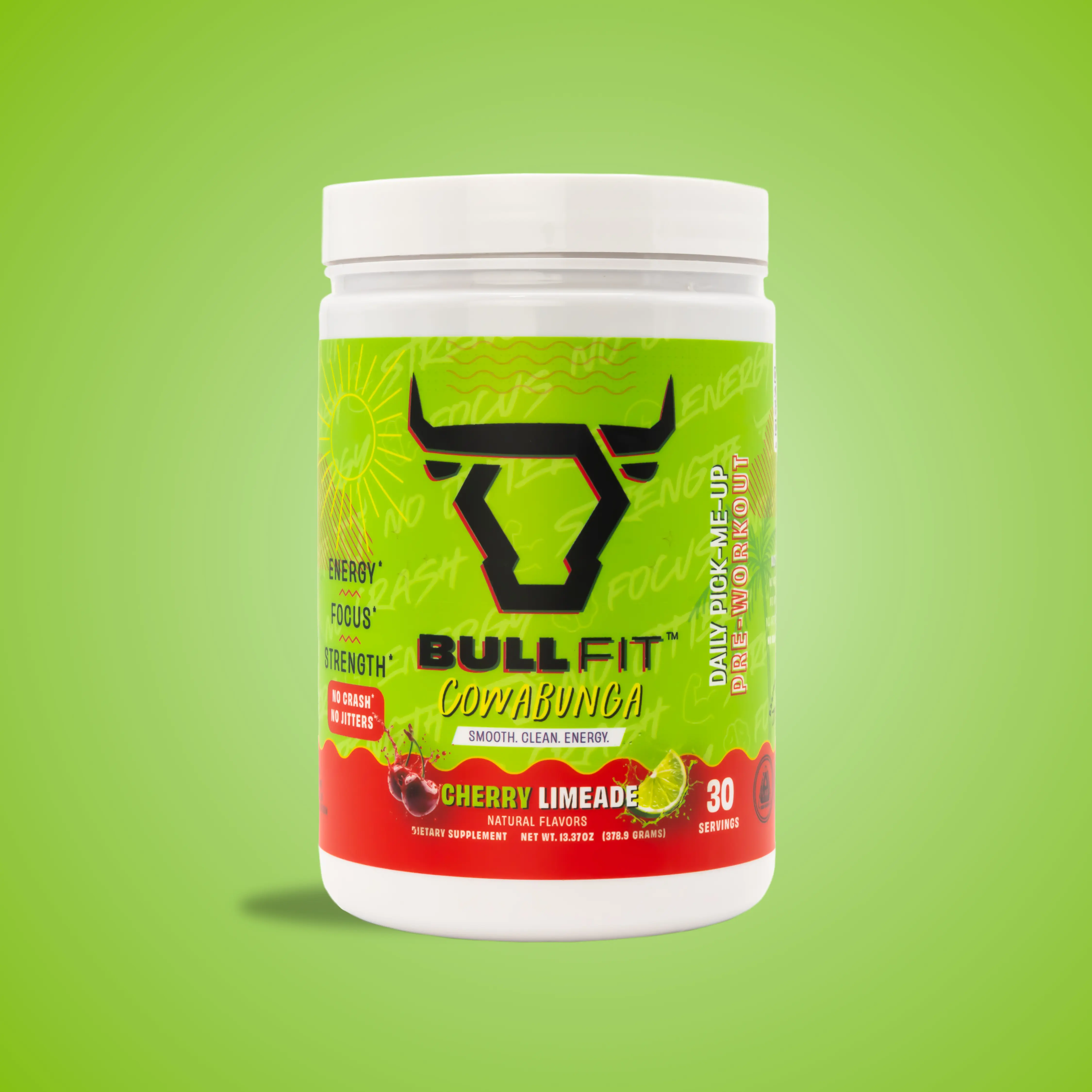 BullFit Cowabunga Daily Pick Me Up Pre-Workout, No Crash, Natural Flavors, Keto Paleo Friendly, FDA Registered, Coffee Replacement Fitness Supplement