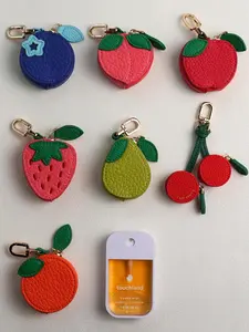 Cute PU Leather Coin Purse Charm, Mini Wallet Keychain, Keychain Accessory, Trendy Cute Keychain for Girls & Women, Strawberry Fruit Design, Small Zipper Pouch for Coins