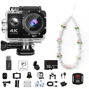 Ourlife 4K HD Sports Camera, Action Camera, Cycling Camera with Hanging Chain Controller Card Reader, Wide Angle Fish Eye Lens, 2.0 Inch Screen